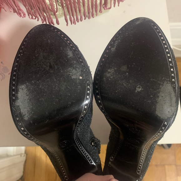 chanel black grey glitter platform boots size 39 - Picture 5 of 5